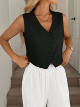 Easowa Black Vest Thin Jacket, Women Office Wear Blouse