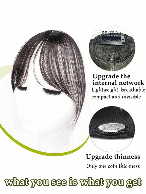 Elegant French Bangs Clip-On Wig, Suitable For Women