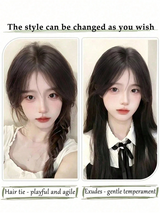 Elegant French Bangs Clip-On Wig, Suitable For Women