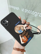 Girl Painted Phone Case With Lanyard