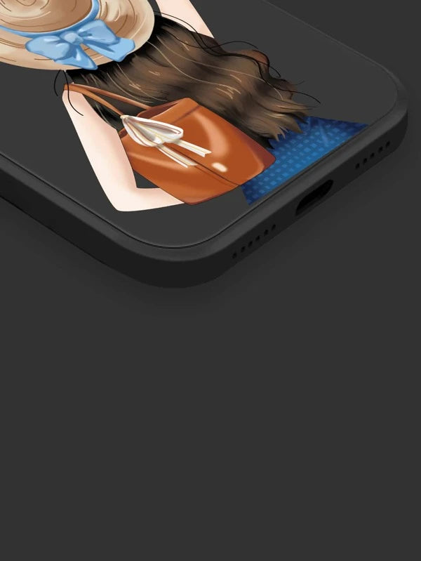 Girl Painted Phone Case With Lanyard