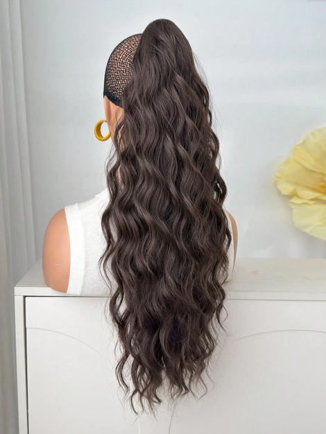HEYPINK Claw-Shaped Ponytail Hair Extension, Black/Brown, 26 Inch Long