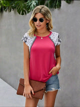 Snakeskin Print Cap Sleeve Tee