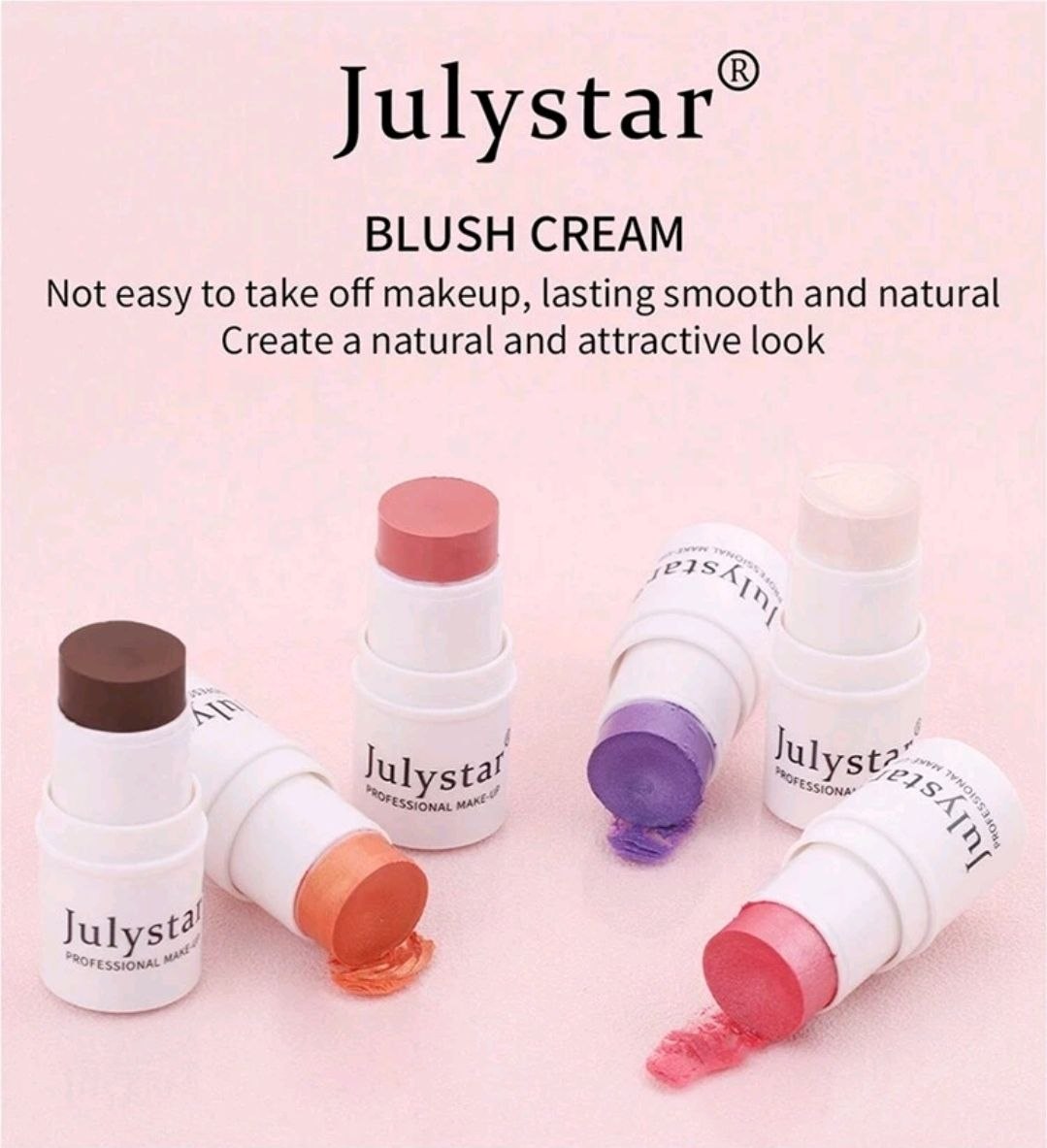 Julystar Professional Makeup Blush Stick, Long-wearing Highly Pigmented Cream Blus
