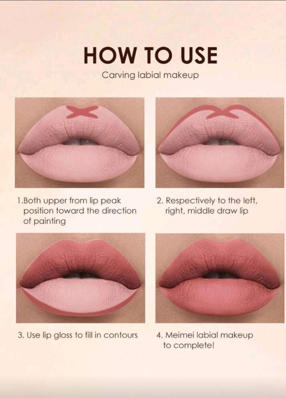 LANGMANNI 2Pcs Lipgloss+Lipliner Long-Lasting Waterproof Liquid Lipstick Makeup Set(#01)
