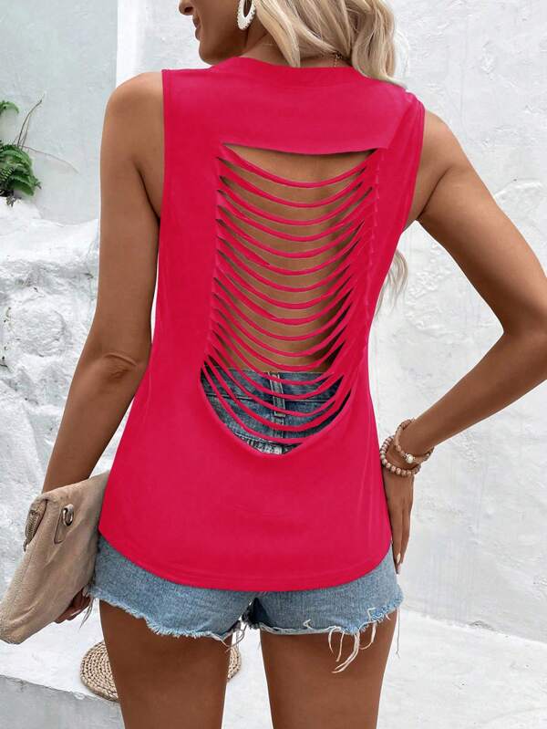 Ladder Cut Out Back Tank Top