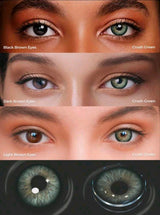 Lalens 1 Box (2 Pieces) 1 Year Disposable Crush Green Hazelnut Color Contact Lenses