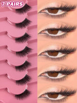 MAGEFY 7 Pairs Half-Strip False Eyelashes, Natural Cat Eye False Lashes, Cartoon Style False Lashes