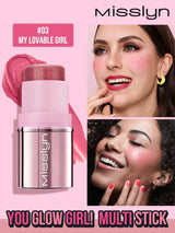 MissIyn You Glow Girl! Multi Stick, Cream Multi Stick, Richly Pigmented Infused With Formula With Shea Butter&amp;Sunflower Seed Wax, Lightweight Formula, Refreshing Moisture Boost Blush Stick 03