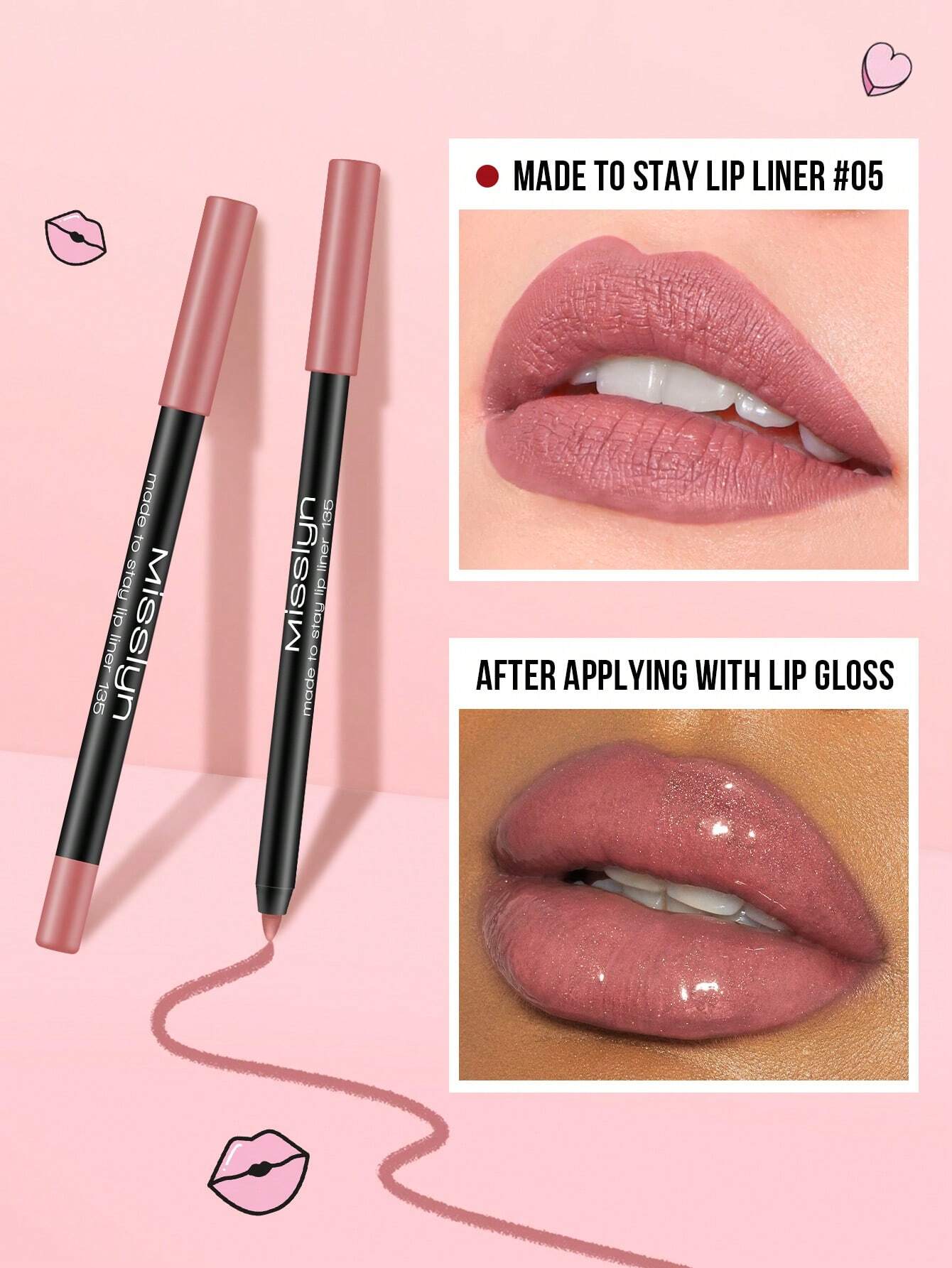 MissIyn Made To Stay Lip Liner, Matte Lip Liner.135