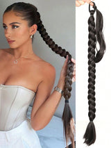 Ponytail Extensions Synthetic Boxing Braids Ponytail Hair Rope For Women High Temperature Fiber Black Brown Ponytail