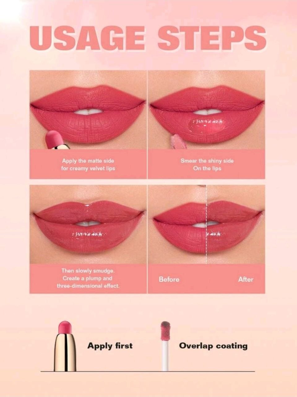Pudaier 2-In-1 Matte Lipstick &amp; Gloss: Dual Effects Of Matte &amp; Shine, Long-Lasting &amp; Smudge-Proof Lip, Perfect For Hottest Festive &amp; Daily Makeup Looks #02