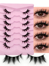 7 Pairs Natural Look Half-Lash False Eyelashes, Fluffy Soft Cat Eye Style