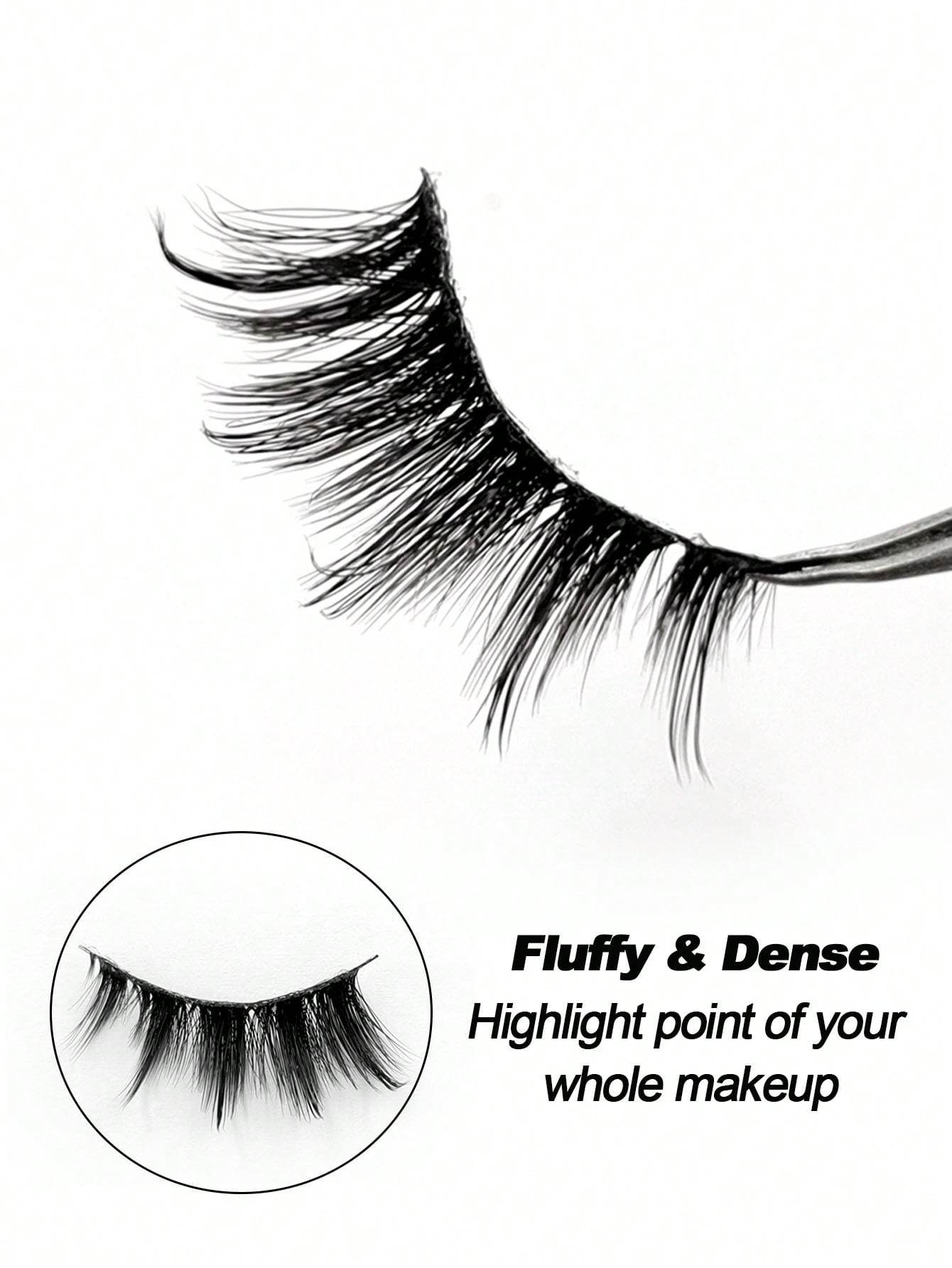 7 Pairs Natural Look Half-Lash False Eyelashes, Fluffy Soft Cat Eye Style
