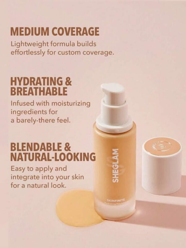 SHEGLAM Skinfinite Hydrating Foundation-Chantilly Flawless Dewy Foundation Hydrating Coverage Lightweight Natural Soft Liquid Foundation