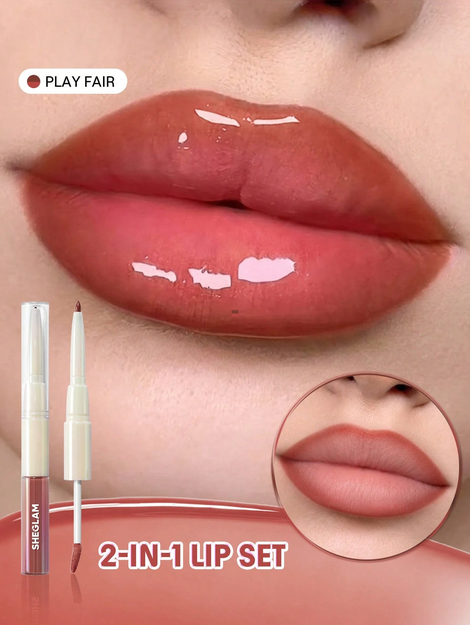 SHEGLAM Lip Rules Liner & Gloss Pen-Play Fair 2-In-1 Moisturizing Liquid Lipstick