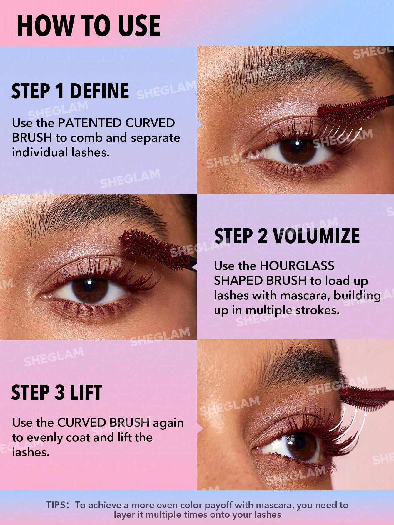 SHEGLAM All-In-One Volume &amp; Length Mascara-Waterproof Burgundy