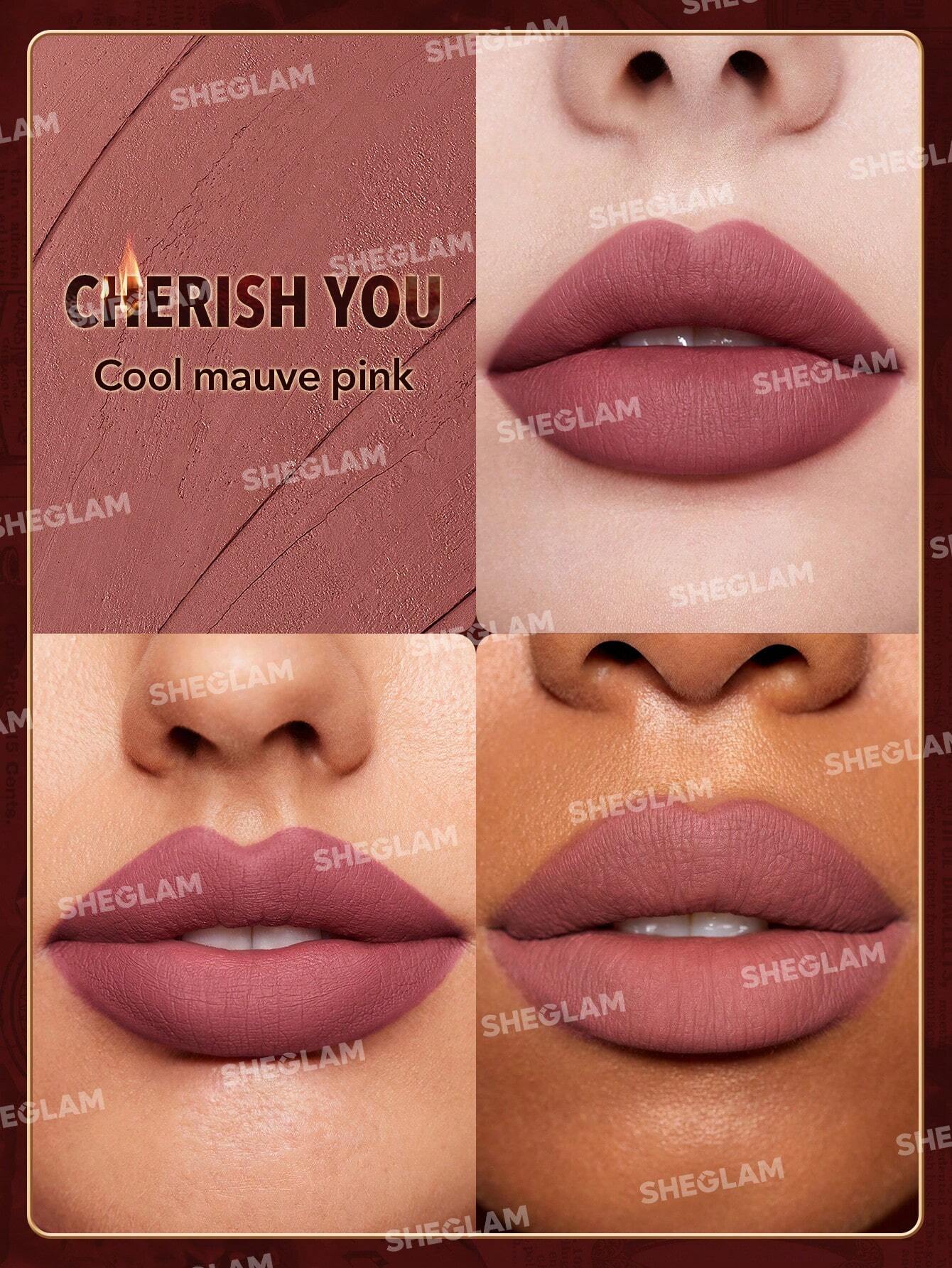 SHEGLAM Dynamatte Boom Long-Lasting Matte Lipstick Cherish You Lipstick Lightweight Color Non-Transfer Creamy