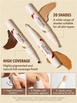 SHEGLAM Perfect Skin High Coverage Concealer-Linen 20 Shades Liquid Concealer Brush Moisturizing Weightless All-Day Hydrate Concealer Makeup