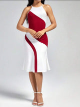 SHEIN Clasi Two Tone Halter Neck Cami Dress