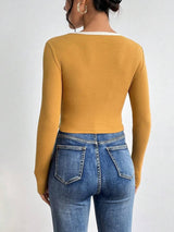 SHEIN Essnce Cut Out Contrast Binding Ribbed Knit Tee