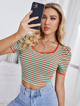 SHEIN Puff Sleeve Striped Top
