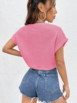 SHEIN EZwear Batwing Sleeve Textured Tee