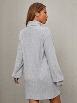 SHEIN EZwear Mock Neck Rib Knit Dress