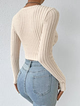 SHEIN Essnce Surplice Neck Ribbed Knit Crop Tee