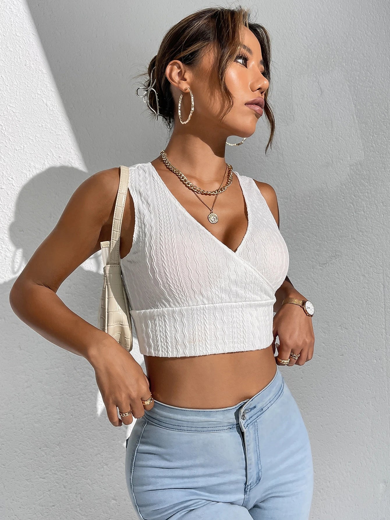 SHEIN Essnce Surplice Neck Tank Top