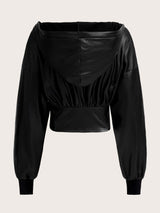 SHEIN ICON Drop Shoulder Zipper Hooded Y2k Crop Jacket In Fall/Winter
