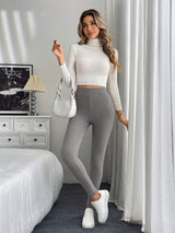 SHEIN LUNE Women Fleece Textured High Waist Leggings, Casual Bottoms