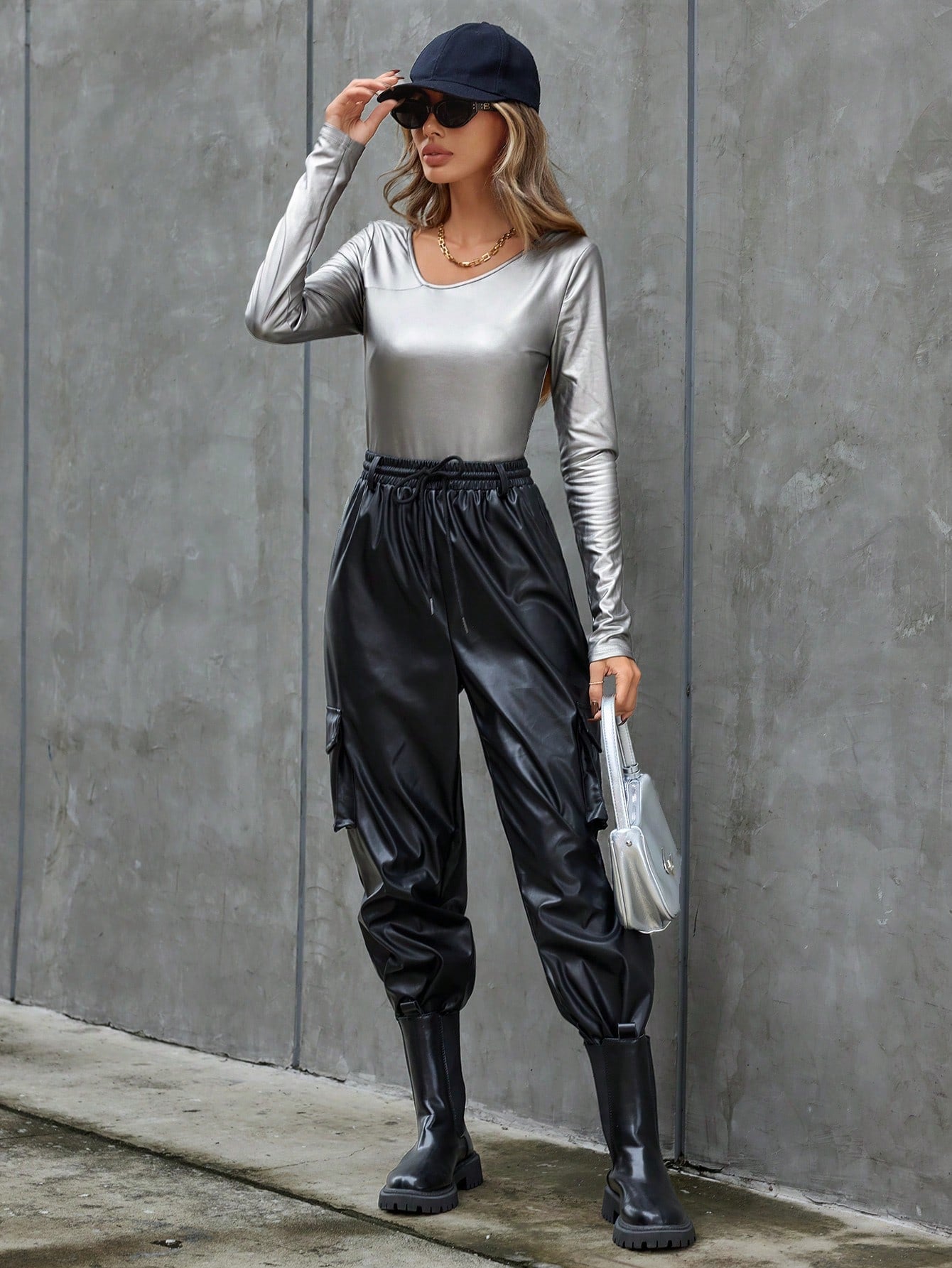 SHEIN Privé Solid Color Long Sleeve Women's T-shirt