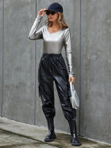 SHEIN Privé Solid Color Long Sleeve Women's T-shirt
