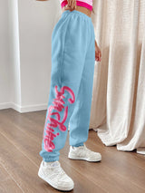 SHEIN Qutie Women's Elastic Waist &amp; Cuffed Hem Sweatpants With Letter Print