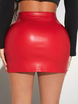 SHEIN SXY Split Hem PU Leather Bodycon Skirt
