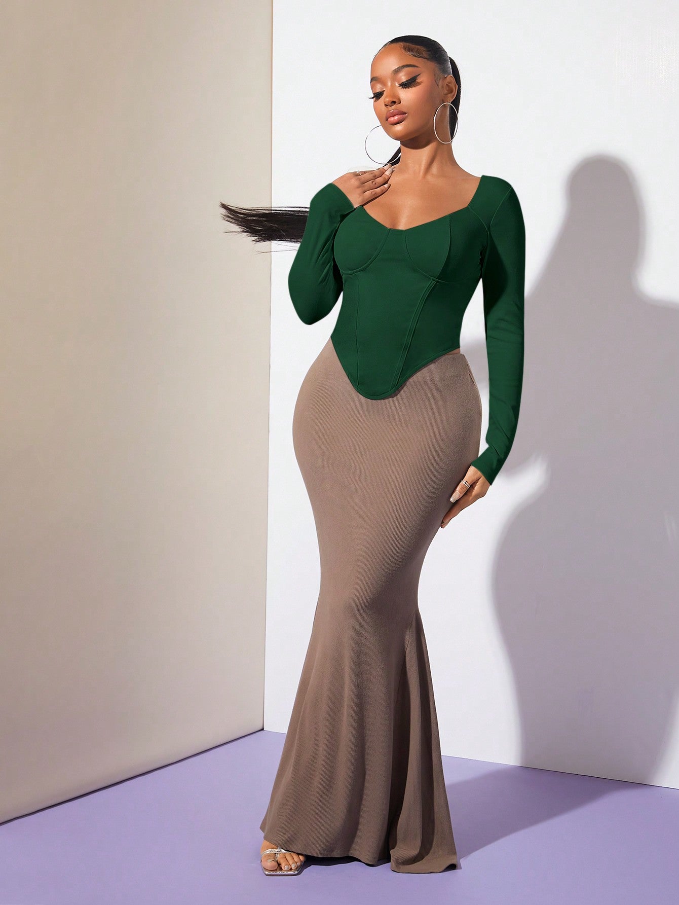 SHEIN SXY Sweetheart Neck Asymmetrical Hem Bustier Tee