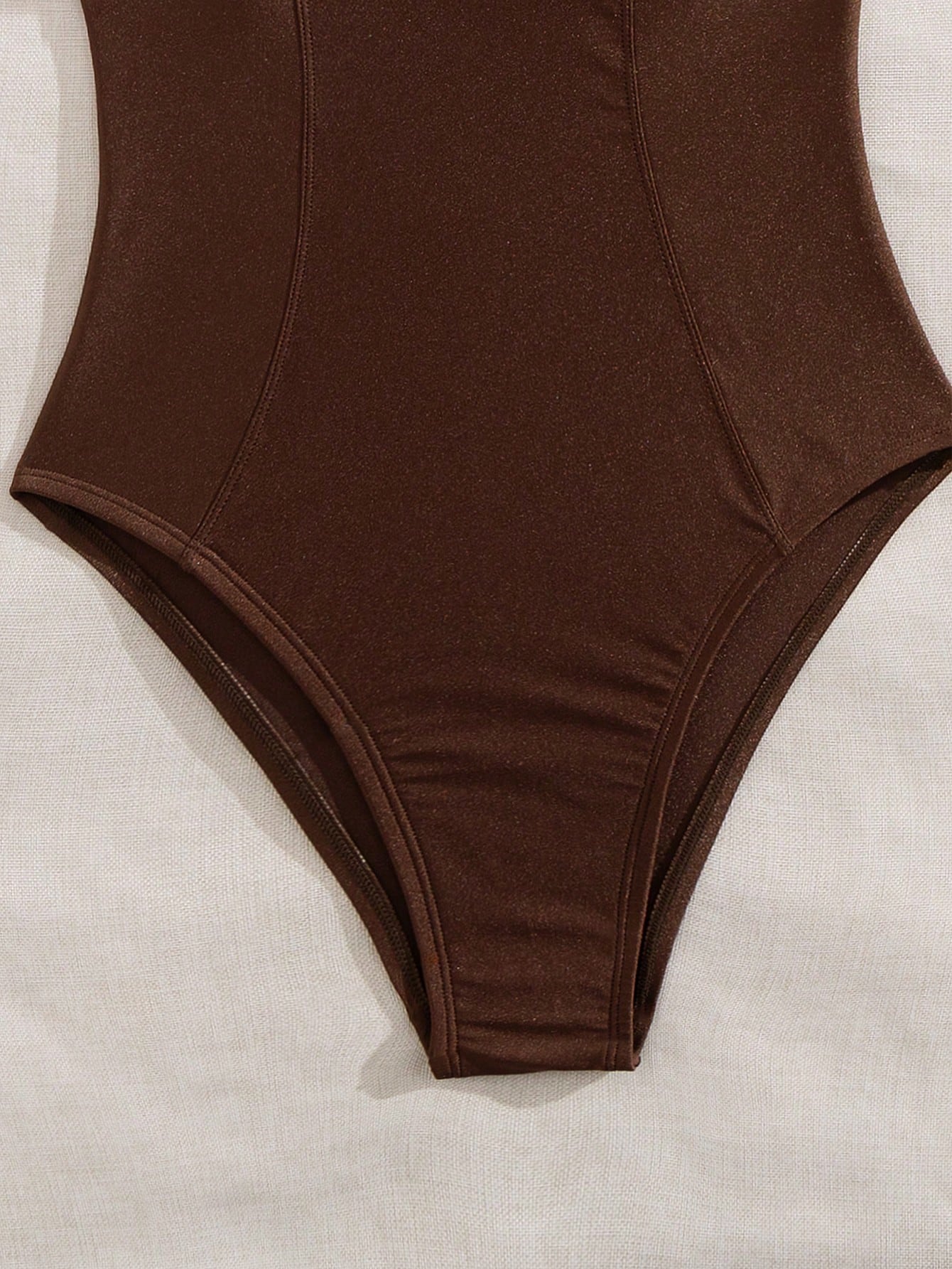SHEIN Swim Chicsea Shiny Solid Color Push-Up Swimsuit With Non-Removable Padded Underwire, Front