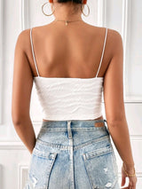 SHEIN Essnce Women's Summer White Top Solid Crop Cami Top