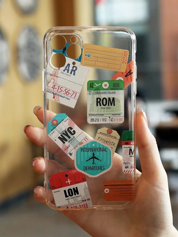 Tag Pattern Clear Phone Case
