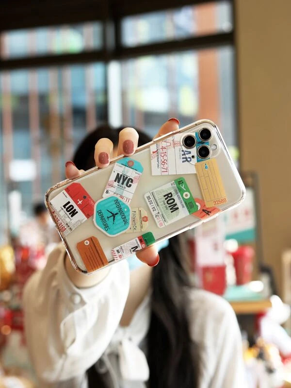 Tag Pattern Clear Phone Case