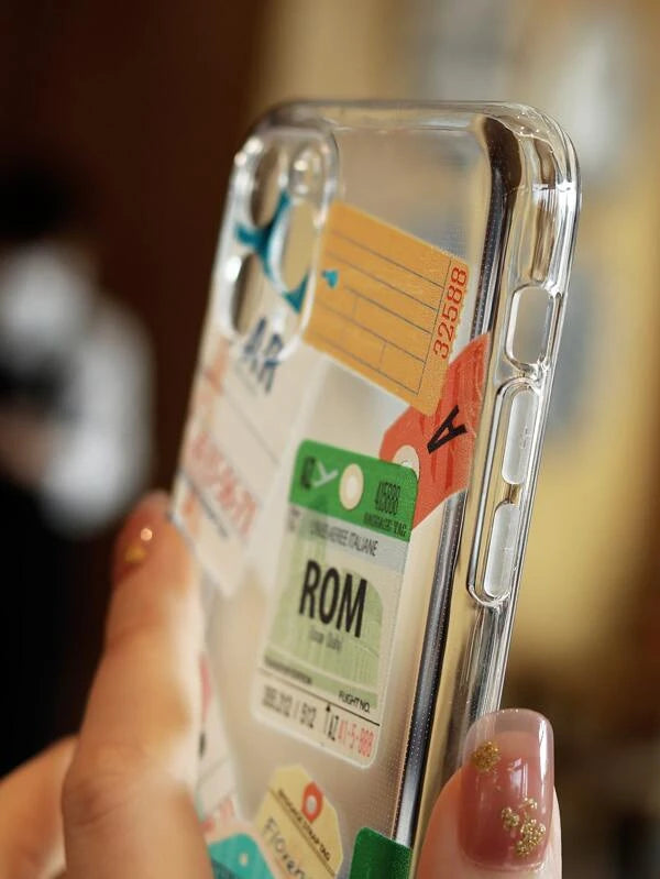 Tag Pattern Clear Phone Case
