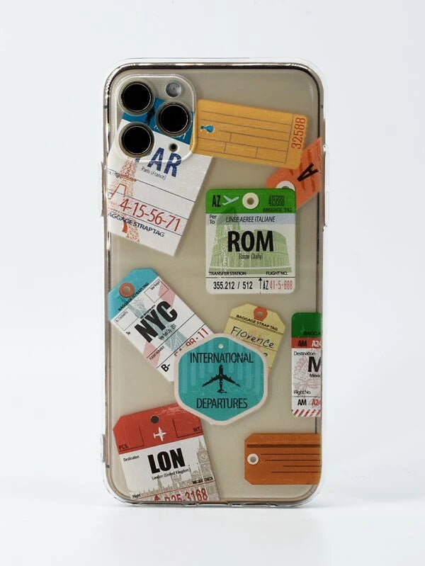 Tag Pattern Clear Phone Case