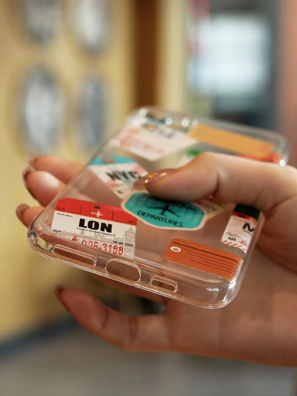 Tag Pattern Clear Phone Case