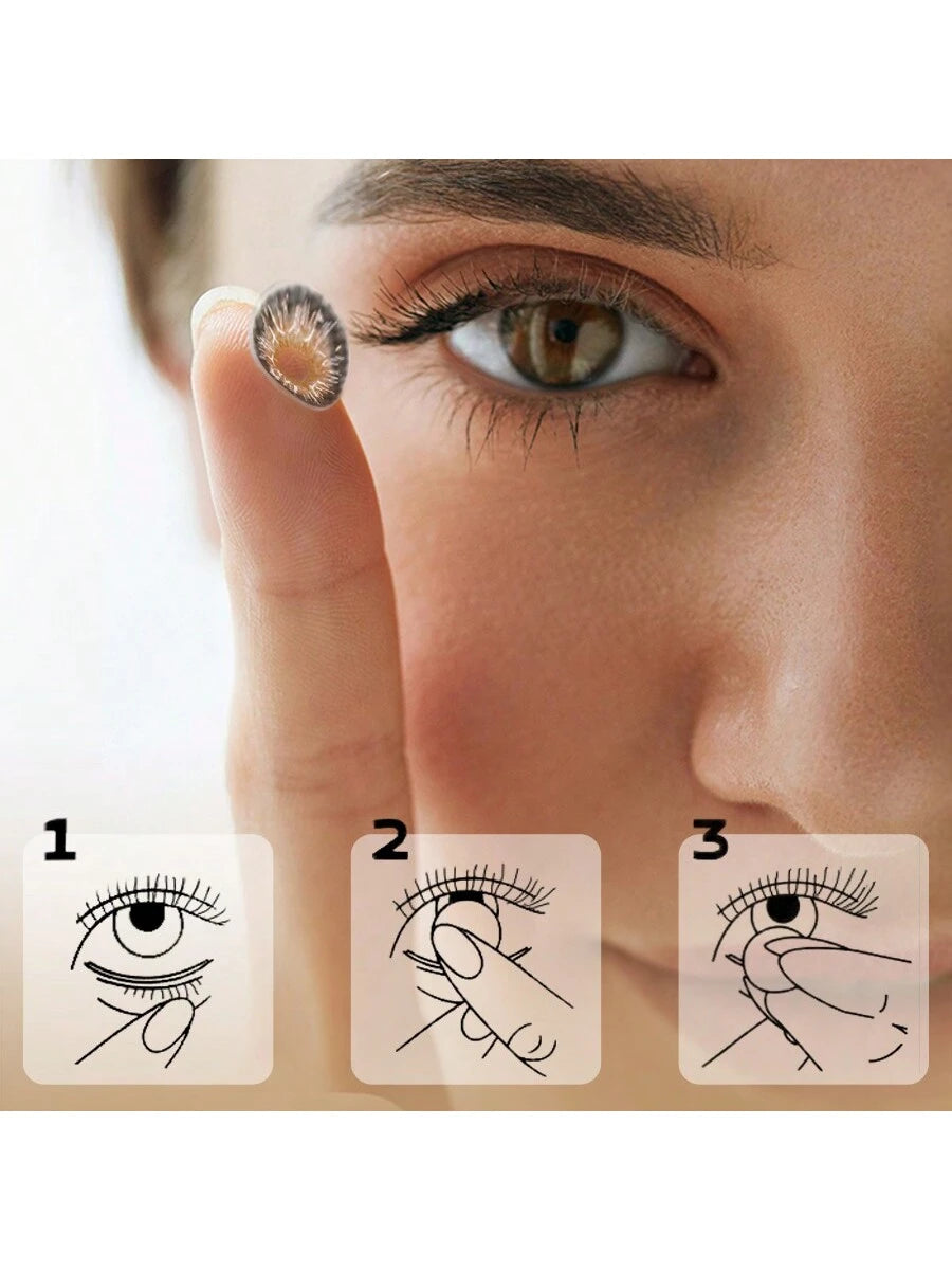 UYAAI UYAAl Colored Brown Contact Lenses For Eyes 1 Pair 1 Year Disposable Fashion Lenses