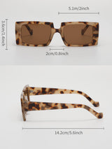 Unisex Retro Small Frame Rectangular Leopard Print Bohemian Plastic Sunglasses