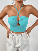 VaVaBold Sexy Crisscross Strap Spaghetti Strap Design Solid Color Camisole