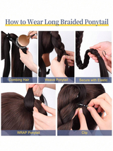 Women's Synthetic Boxing Braid Ponytail Hair Extension, High Temperature Fiber Black & Brown Ponytail