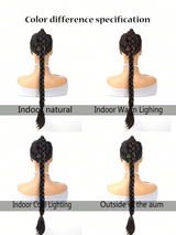 Women's Synthetic Boxing Braid Ponytail Hair Extension, High Temperature Fiber Black & Brown Ponytail