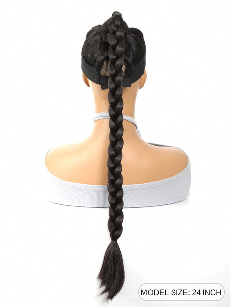 Women's Synthetic Boxing Braid Ponytail Hair Extension, High Temperature Fiber Black & Brown Ponytail